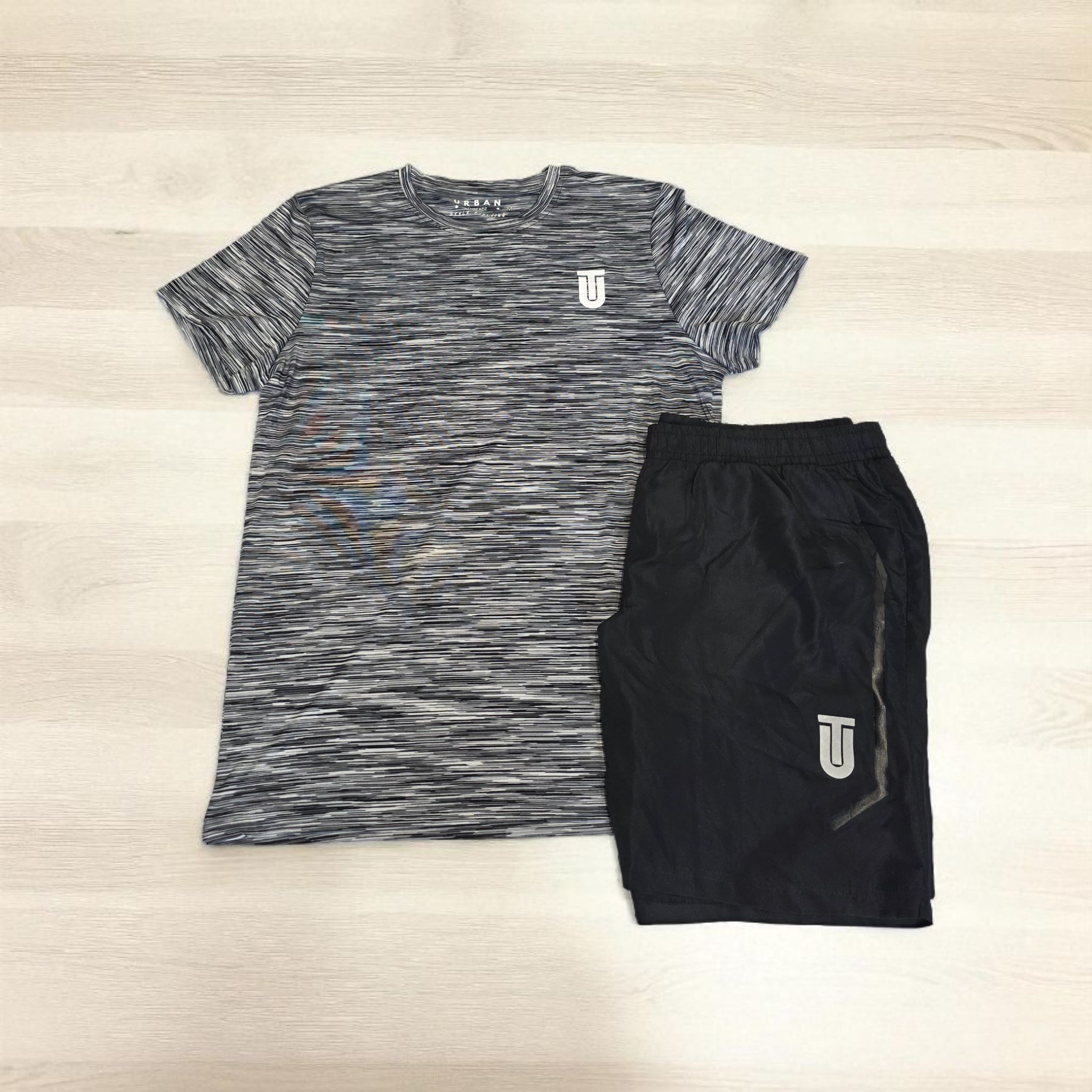Space Black/ White T-Shirt & Short Set